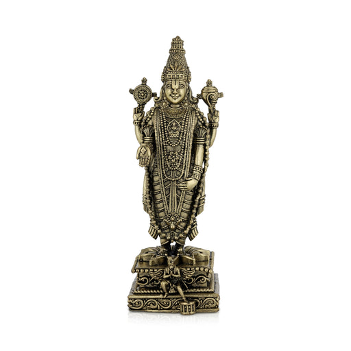 Balaji Statue - 5.5 x 3 inches | Antique Brass Idol/ Lord perumal / Spiritual Décor for Home, Office or Pooja Room - Brass Murties