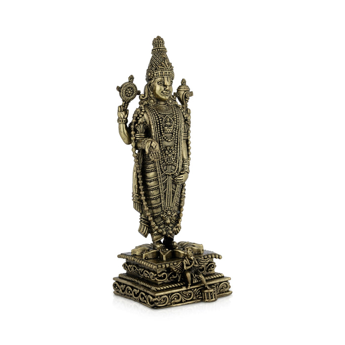 Balaji Statue - 5.5 x 3 inches | Antique Brass Idol/ Lord perumal / Spiritual Décor for Home, Office or Pooja Room