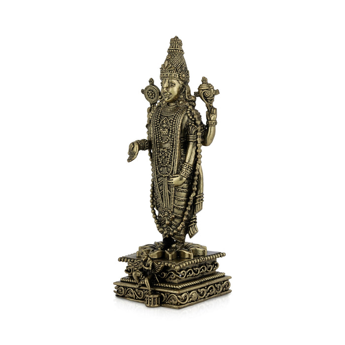 Balaji Statue - 5.5 x 3 inches | Antique Brass Idol/ Lord perumal / Spiritual Décor for Home, Office or Pooja Room