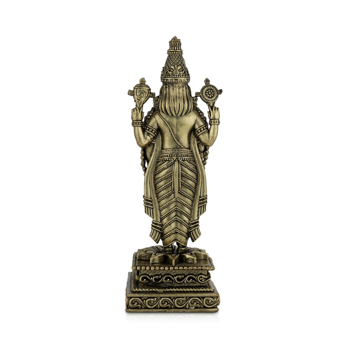 Balaji Statue - 5.5 x 3 inches | Antique Brass Idol/ Lord perumal / Spiritual Décor for Home, Office or Pooja Room