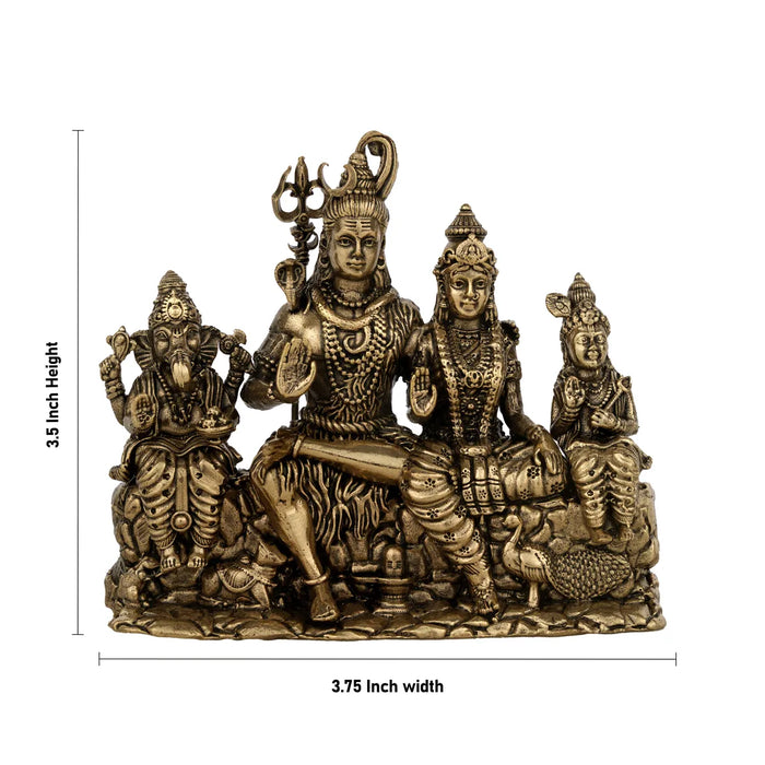 Shiv Parivar – 3.5 x 3.75 Inches | Brass Shiv Parivar Murti / Shiv Family Idol for Home Temple & Pooja Decor