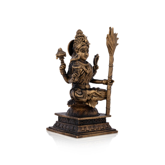 Kamakshi Idol Sitting On Base - 3 x 1.5 Inches | Kamatchi Amman Statue/ Brass Idol for Worship - Brass Murties
