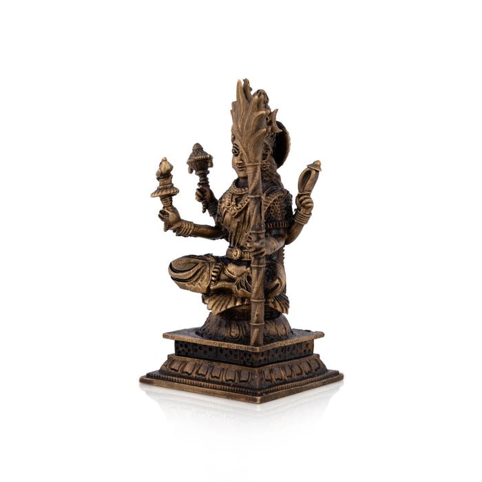 Kamakshi Idol Sitting On Base - 3 x 1.5 Inches | Kamatchi Amman Statue/ Brass Idol for Worship - Brass Murties