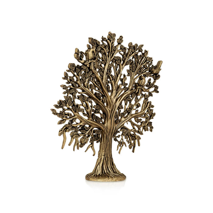 Kalpavriksha Tree With Base - 6 X 5.5 Inches | Antique Brass Kalpataru Tree/ Karpaga Viruksham For Prosperity