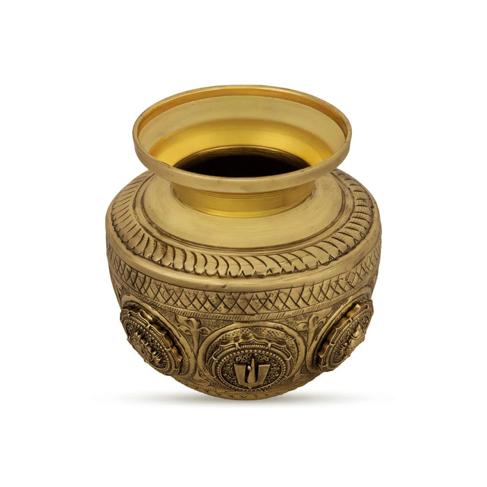 Shankh Chakram Namam Design Chombu – 4.75 x 3.5 Inches | Brass Kalash / Pooja Chombu for Rituals - Kalash & Pooja Lota