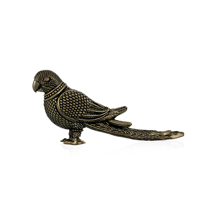 Parrot Statue - 2 x 4.5 Inches | Antique Brass Idol / Parrot sculpture For Home & Pooja Space