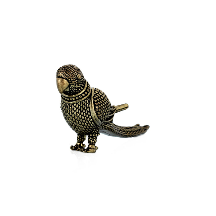 Parrot Statue - 2 x 4.5 Inches | Antique Brass Idol / Parrot sculpture For Home & Pooja Space