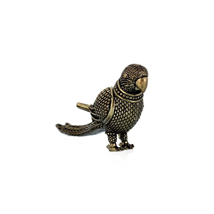 Parrot Statue - 2 x 4.5 Inches | Antique Brass Idol / Parrot sculpture For Home & Pooja Space
