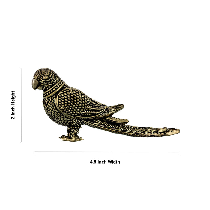 Parrot Statue - 2 x 4.5 Inches | Antique Brass Idol / Parrot sculpture For Home & Pooja Space