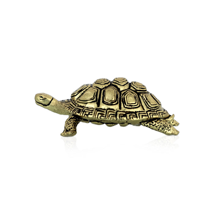 Tortoise Statue - 0.25 X 1.25 Inches | Antique Brass Idol/ Tortoise Sculpture For Home And Vastu Remedies