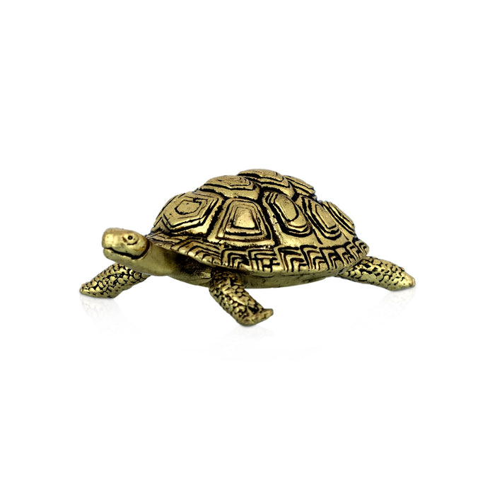 Tortoise Statue - 0.25 X 1.25 Inches | Antique Brass Idol/ Tortoise Sculpture For Home And Vastu Remedies