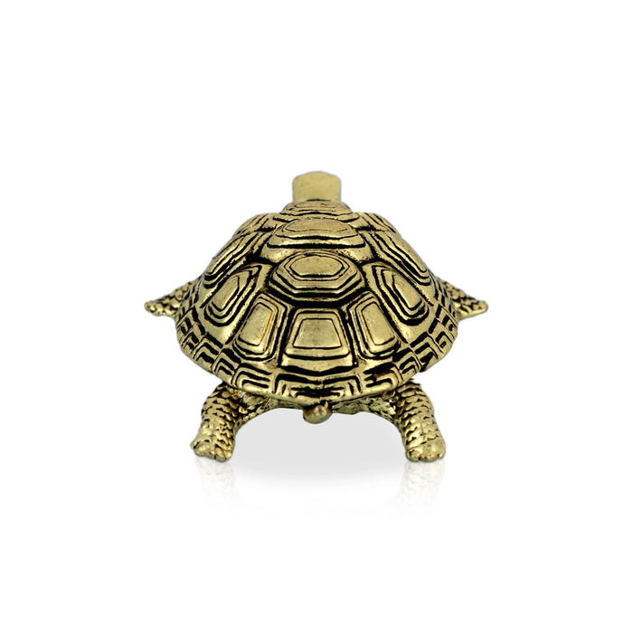 Tortoise Statue - 0.25 X 1.25 Inches | Antique Brass Idol/ Tortoise Sculpture For Home And Vastu Remedies