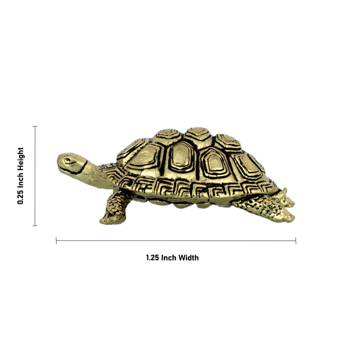 Tortoise Statue - 0.25 X 1.25 Inches | Antique Brass Idol/ Tortoise Sculpture For Home And Vastu Remedies