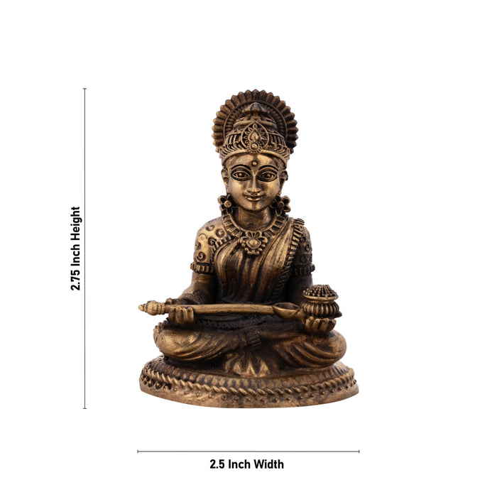 Annapurna Devi Sitting On Base - 2.75 x 2.5 Inches | Brass Idol/ Annapoorani Statue for Pooja - Brass Murties