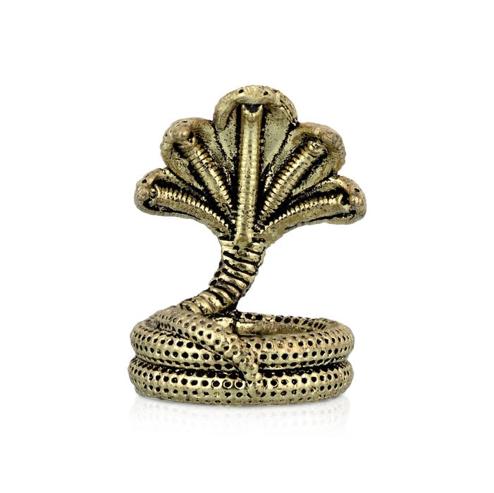 Panchmukhi Sheshnag Murti - 1 xX 0.75 Inches | Antique Brass Idol/ Nagam Statue/ Snake Statue For Pooja