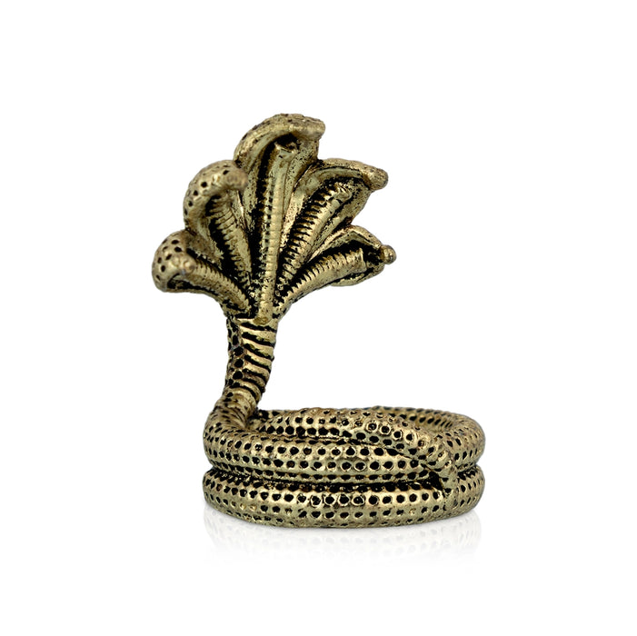 Panchmukhi Sheshnag Murti - 1 xX 0.75 Inches | Antique Brass Idol/ Nagam Statue/ Snake Statue For Pooja