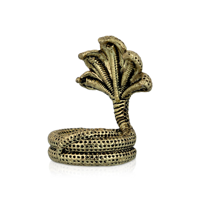 Panchmukhi Sheshnag Murti - 1 xX 0.75 Inches | Antique Brass Idol/ Nagam Statue/ Snake Statue For Pooja