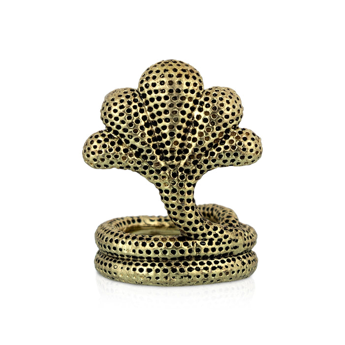 Panchmukhi Sheshnag Murti - 1 xX 0.75 Inches | Antique Brass Idol/ Nagam Statue/ Snake Statue For Pooja
