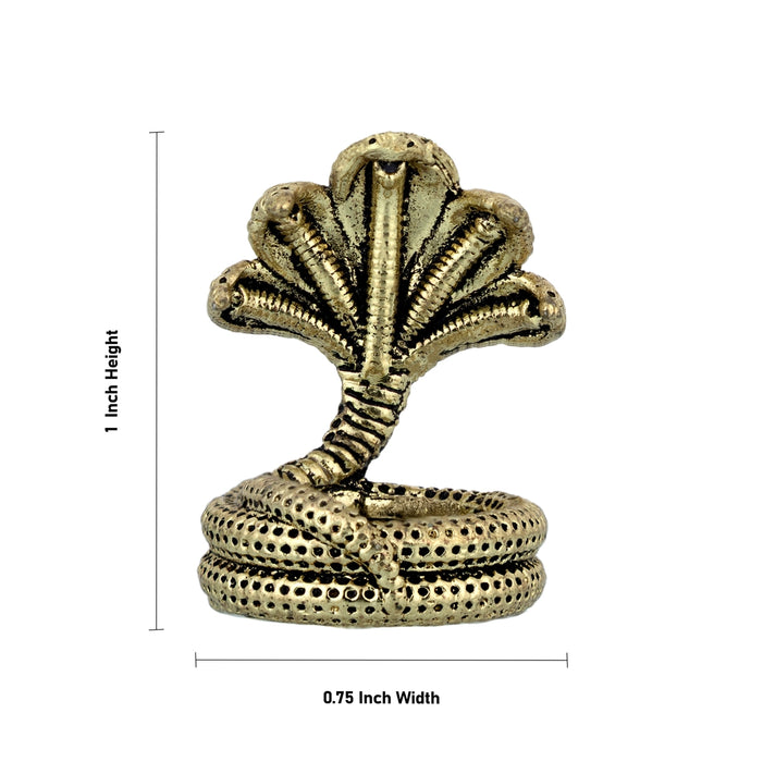Panchmukhi Sheshnag Murti - 1 xX 0.75 Inches | Antique Brass Idol/ Nagam Statue/ Snake Statue For Pooja