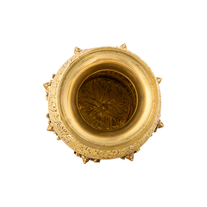 Astalakshmi design Lota - 5.5 x 4 Inches | Antique Brass Chombu /kalash/ Pooja Pot for Pooja and Temple Rituals