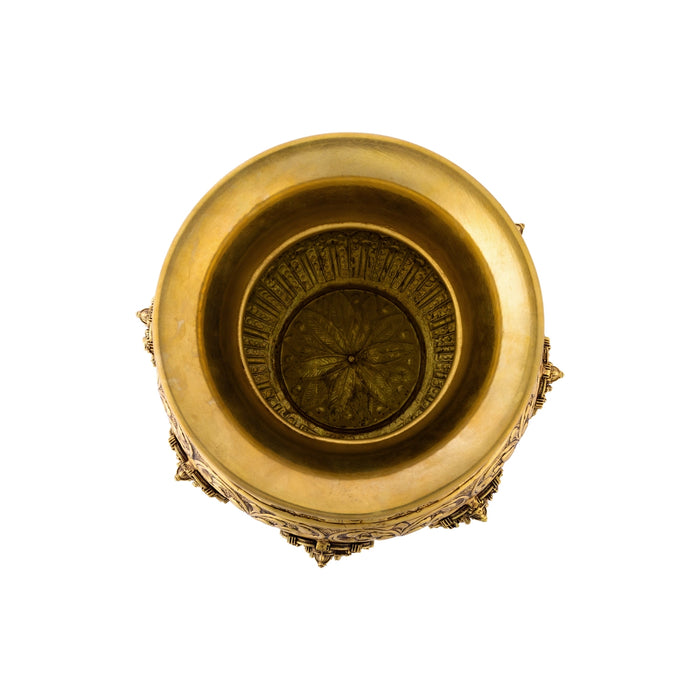 Ashtalakshmi Lota - 8 x 8.5 Inches | Brass Water Pot / Kalasam / Chombu / Kalash Pot For Temple Rituals