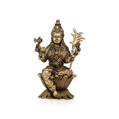 Raja Rajeshwari Devi Sitting On Base - 4 X 2 Inches | Brass Idol / Rajeshwari Murti For Pooja Room