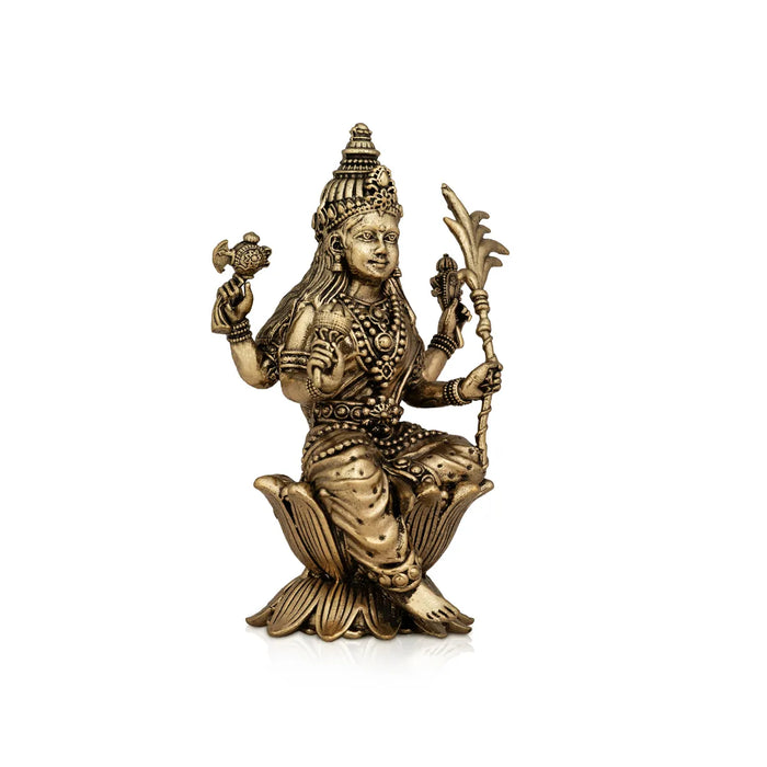 Raja Rajeshwari Devi Sitting On Base - 4 X 2 Inches | Brass Idol / Rajeshwari Murti For Pooja Room