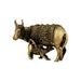 Cow & Calf Idol With Base - 2 x 3 inches | Antique Brass Idol / Kamadhenu Idol for Pooja - Brass Murties