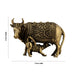 Cow & Calf Idol With Base - 2 x 3 inches | Antique Brass Idol / Kamadhenu Idol for Pooja - Brass Murties