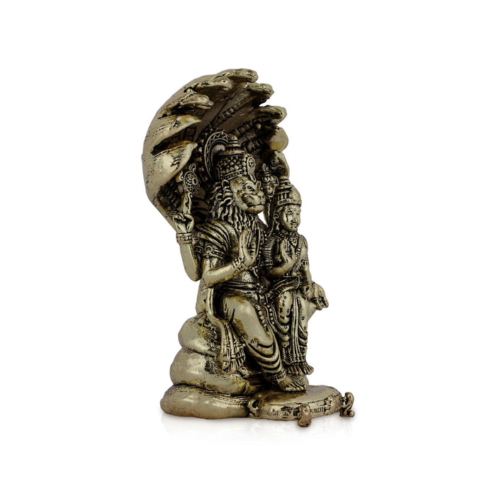 Lakshmi Narasimhar sitting on Nagam Base Murti- 3 x 2 Inches | Antique Brass Idol/ Laxmi Narashimar Statue - Brass Murties