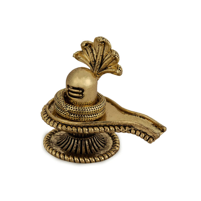 Shivling with Naga – 2.25 x 2 Inch | Antique Brass Shiva Lingam / Sivalingam Idol for Pooja & Home Temple Decor