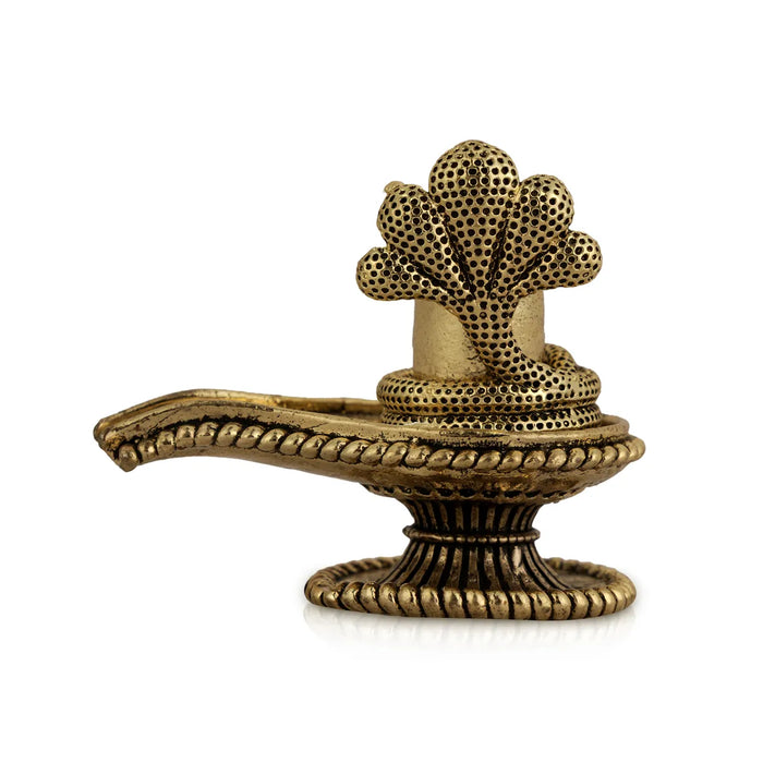 Shivling with Naga – 2.25 x 2 Inch | Antique Brass Shiva Lingam / Sivalingam Idol for Pooja & Home Temple Decor
