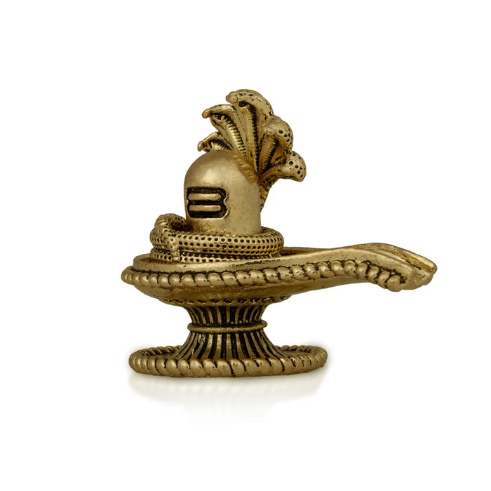 Shiv Ling Murti With Nagam- 1.5 x 1.75 Inches | Brass Shiva Lingam Statue/ Shiv Ling Idol For Pooja
