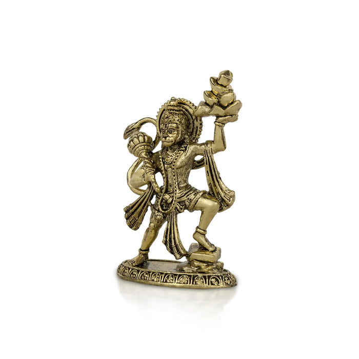 Sanjeevi Hanuman Murti – 4 X 2.5 Inches | Antique Brass Idol / Anjaneya Statue For Home Pooja & Protection