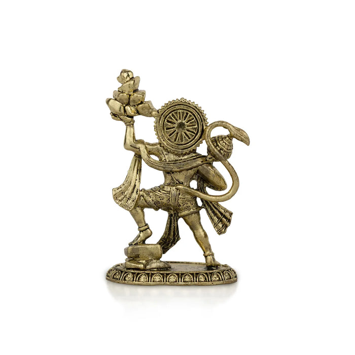 Sanjeevi Hanuman Murti – 4 X 2.5 Inches | Antique Brass Idol / Anjaneya Statue For Home Pooja & Protection