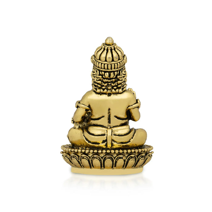 Kubera Statue Sitting On Base - 2 X 1 Inches | Antique Brass Idol/ Kuber Murti For Wealth And Prosperity