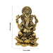 Ganesha Sitting On Lotus Base Murti - 2.5 x 1.5 Inches | Antique Brass Idol/ Vinayagar Sculpture For Home Decor - Brass Murties