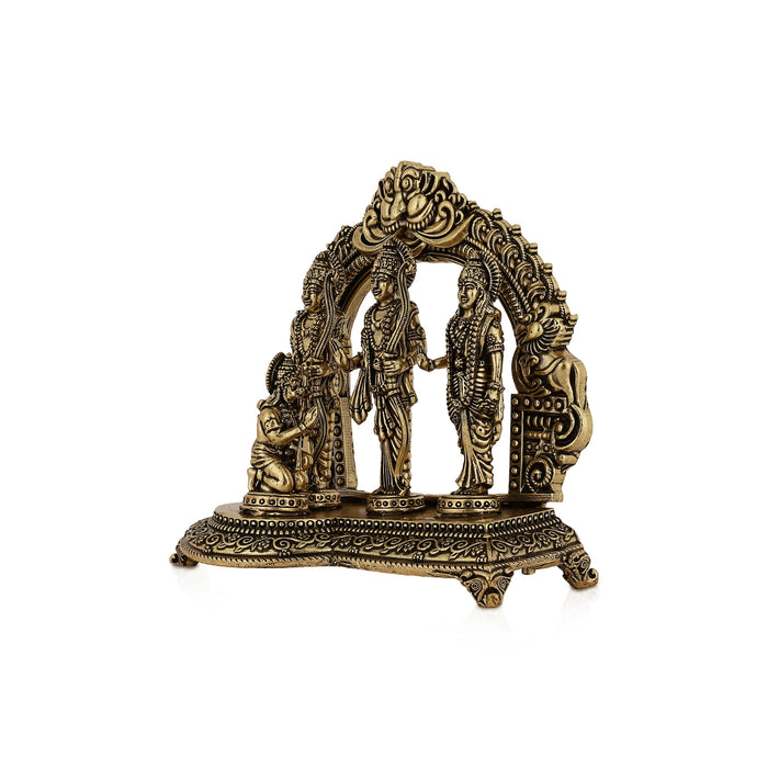 Ram Darbar Murti With Arch - 4 x 2 Inches | Antique Brass Idol/ Ram Darbar Idol for Pooja