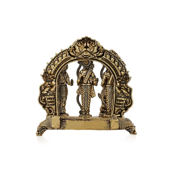 Ram Darbar Murti With Arch - 4 x 2 Inches | Antique Brass Idol/ Ram Darbar Idol for Pooja
