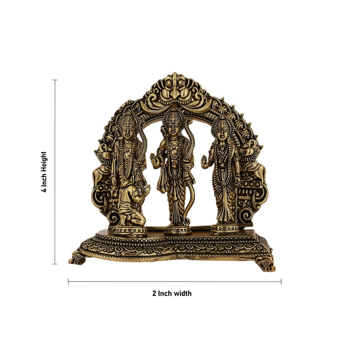 Ram Darbar Murti With Arch - 4 x 2 Inches | Antique Brass Idol/ Ram Darbar Idol for Pooja