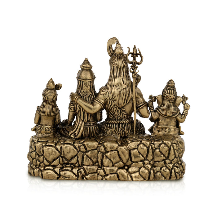 Lord Shiva Family Murti- 5.5 x 6 Inches | Antique Brass Idol/ Shivan Family Idol/ Shiva Family Statue for Pooja - Brass Murties