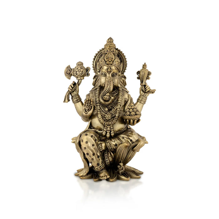 Ganesha Murti– 2 x 1.25 Inches / Brass Vinayaka Murti / Antique Polish Vigneshwara Statue for Home Temple