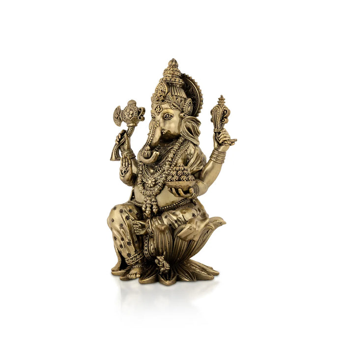 Ganesha Murti– 2 x 1.25 Inches / Brass Vinayaka Murti / Antique Polish Vigneshwara Statue for Home Temple