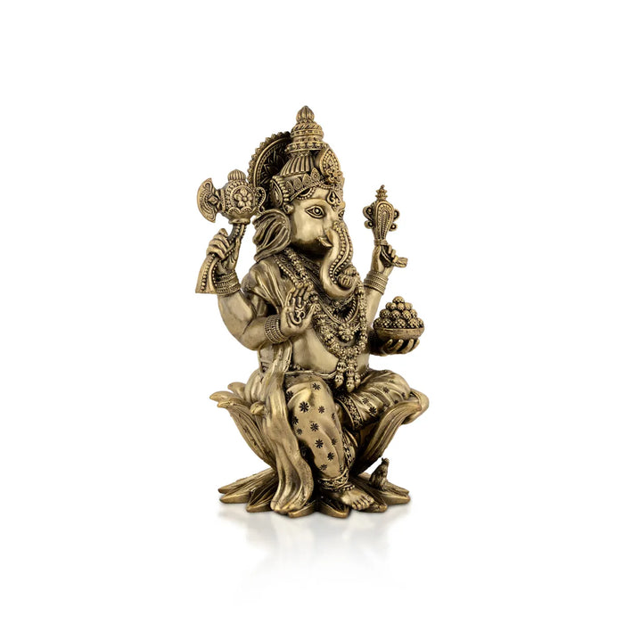 Ganesha Murti– 2 x 1.25 Inches / Brass Vinayaka Murti / Antique Polish Vigneshwara Statue for Home Temple