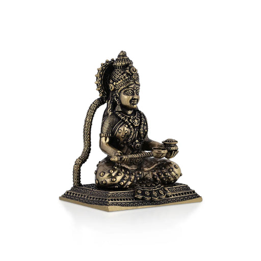 Annapurna Devi Sitting On Base - 2.75 X 2 Inches | Antique Brass Idol/ Annapoorani Statue For Divine Blessings - Brass Murties