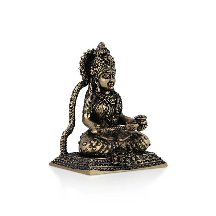 Annapurna Devi Sitting On Base - 2.75 X 2 Inches | Antique Brass Idol/ Annapoorani Statue For Divine Blessings - Brass Murties