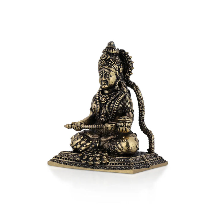 Annapurna Devi Sitting On Base - 2.75 X 2 Inches | Antique Brass Idol/ Annapoorani Statue For Divine Blessings - Brass Murties