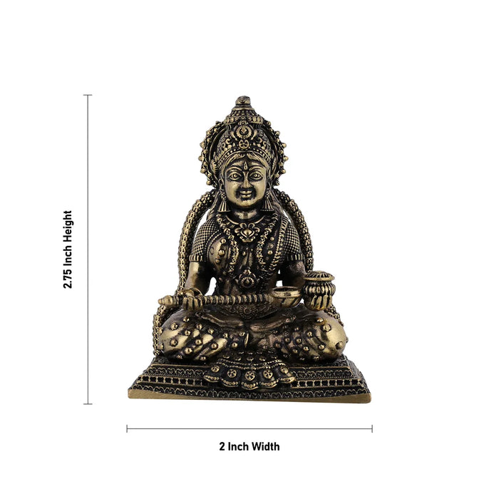 Annapurna Devi Sitting On Base - 2.75 X 2 Inches | Antique Brass Idol/ Annapoorani Statue For Divine Blessings - Brass Murties