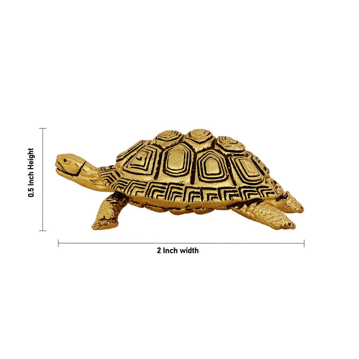 Tortoise Statue - 0.5 X 2 Inches | Antique Brass Idol/ Tortoise Idol For Good Luck And Stability - Table Stand Accessories