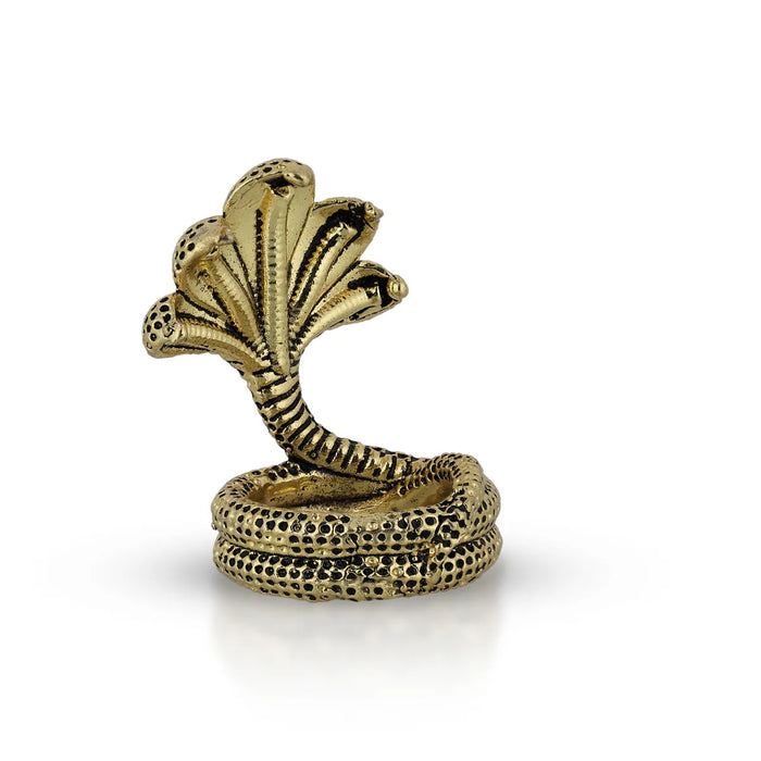 Panchmukhi Sheshnag Murti - 1.75 X 1.25 Inches | Antique Brass Idol/ Nagam Statue/ Snake Statue For Pooja - Deity Accessories